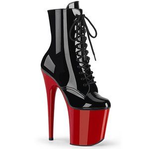 Black/Red 8" Ankle Boot